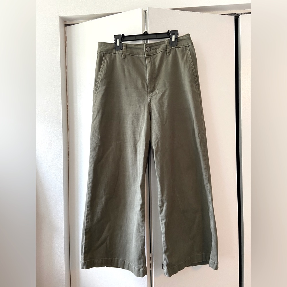 Target a new day olive green cropped kick flare pants trousers crop 8
